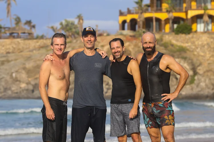 The crew on the beach