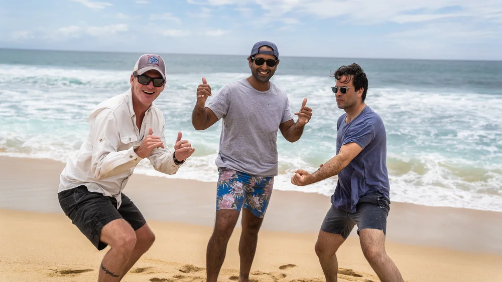 Three friends posing